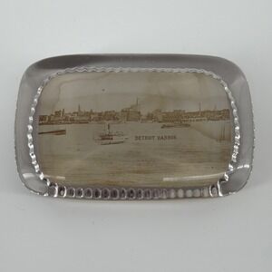 Antique Detroit Harbor Glass Paperweight Souvenir C. Boselman & Co NY c1900